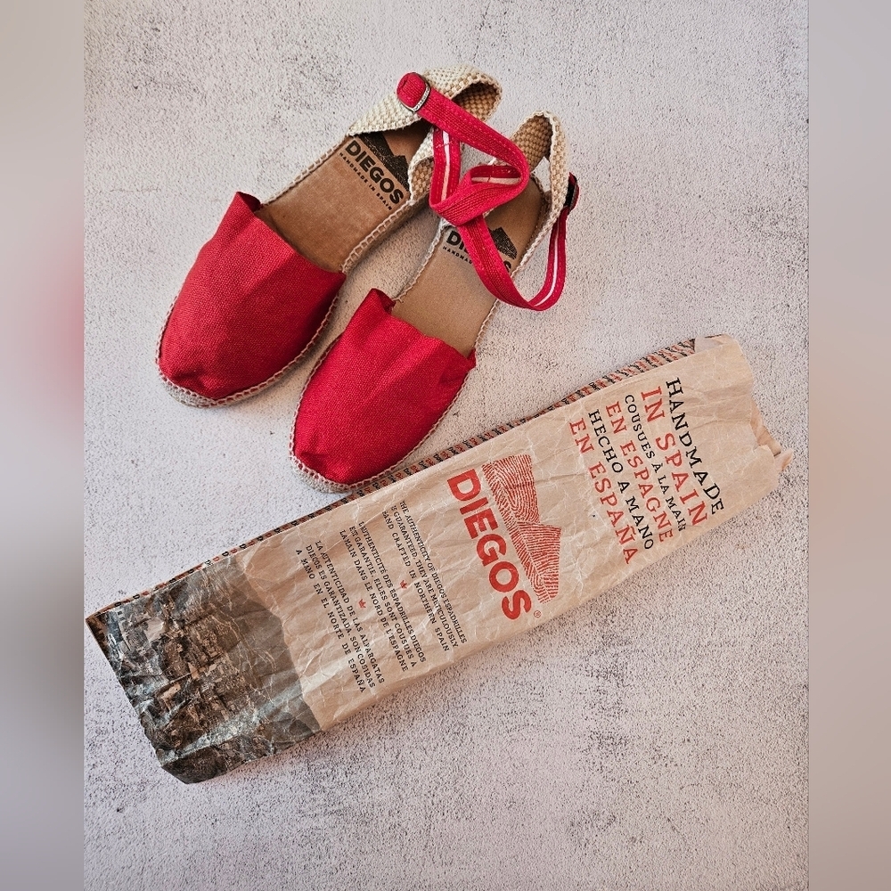 Diegos Classic Spanish Handmade Red Anklestrap Espadrilles for Women Size 37 NWT - Picture 14 of 15